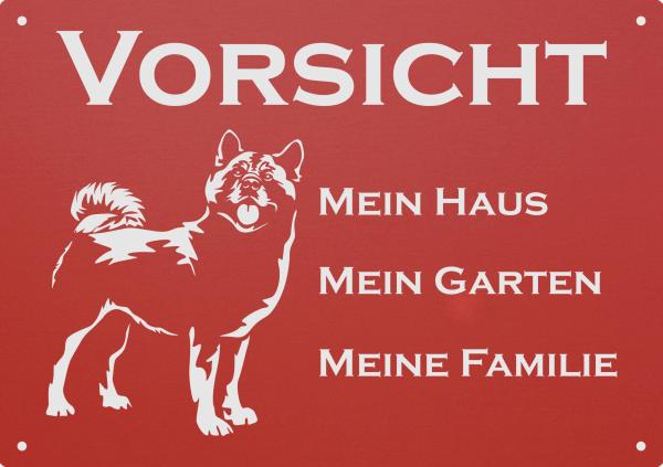 Aluminium Warnschild American Akita VORSICHT Mein Haus mein Garten meine Familie